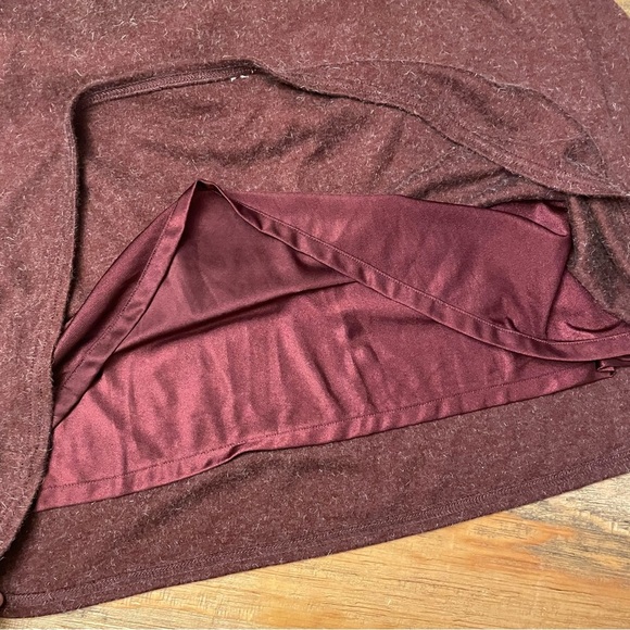 Isabella Bird Sweater Dress Burgundy wool angora hair tie waist size Large - Picture 10 of 11